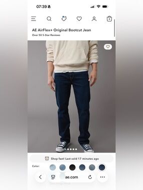 American Eagle Outfitters Men’s Dark Blue Bootcut Jeans